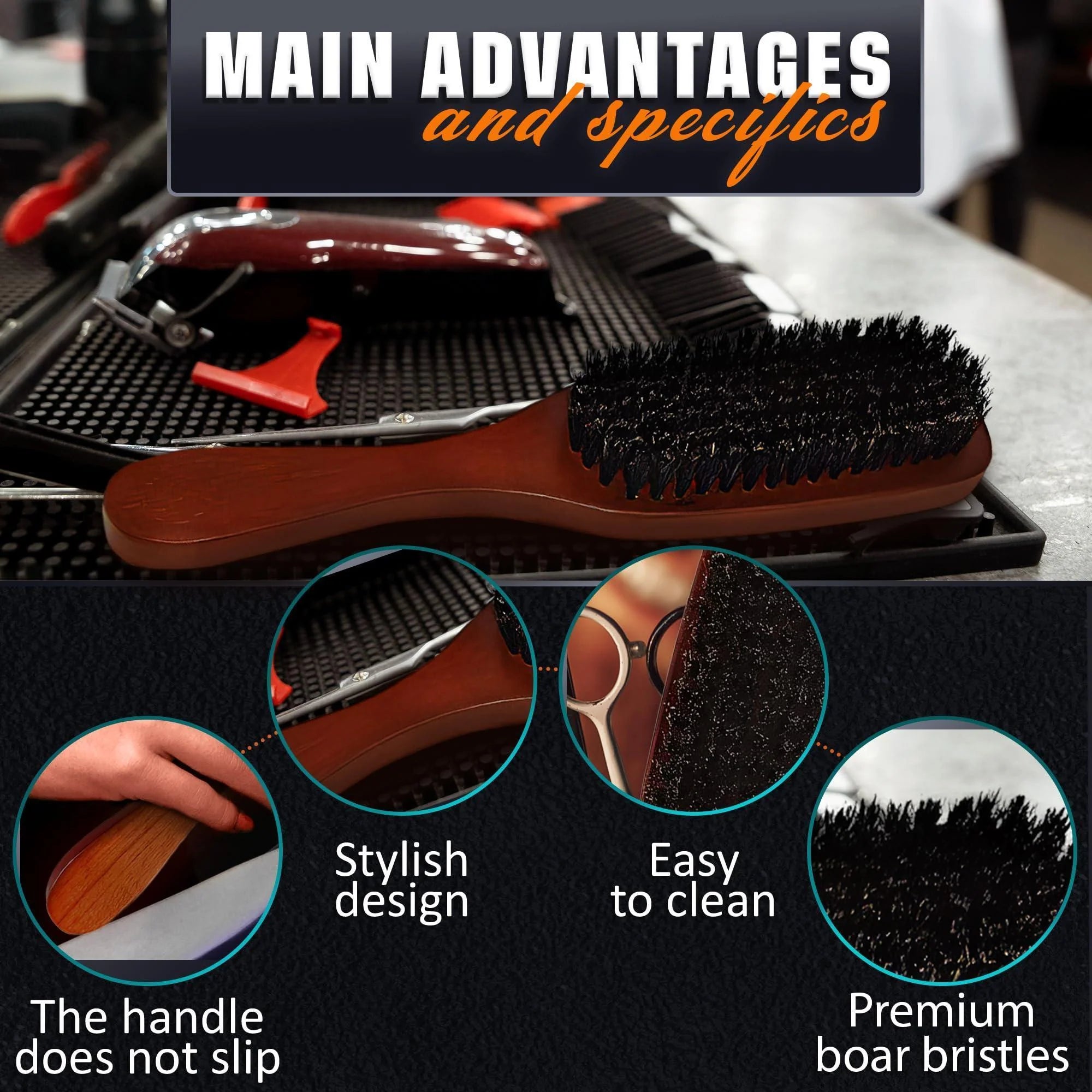 Premium Boar Bristle Beard Brush for Men – Soft Bristles for Sleek Beards & Mustaches – Ergonomic Non-Slip Handle – Perfect Gift for Grooming Aficionados