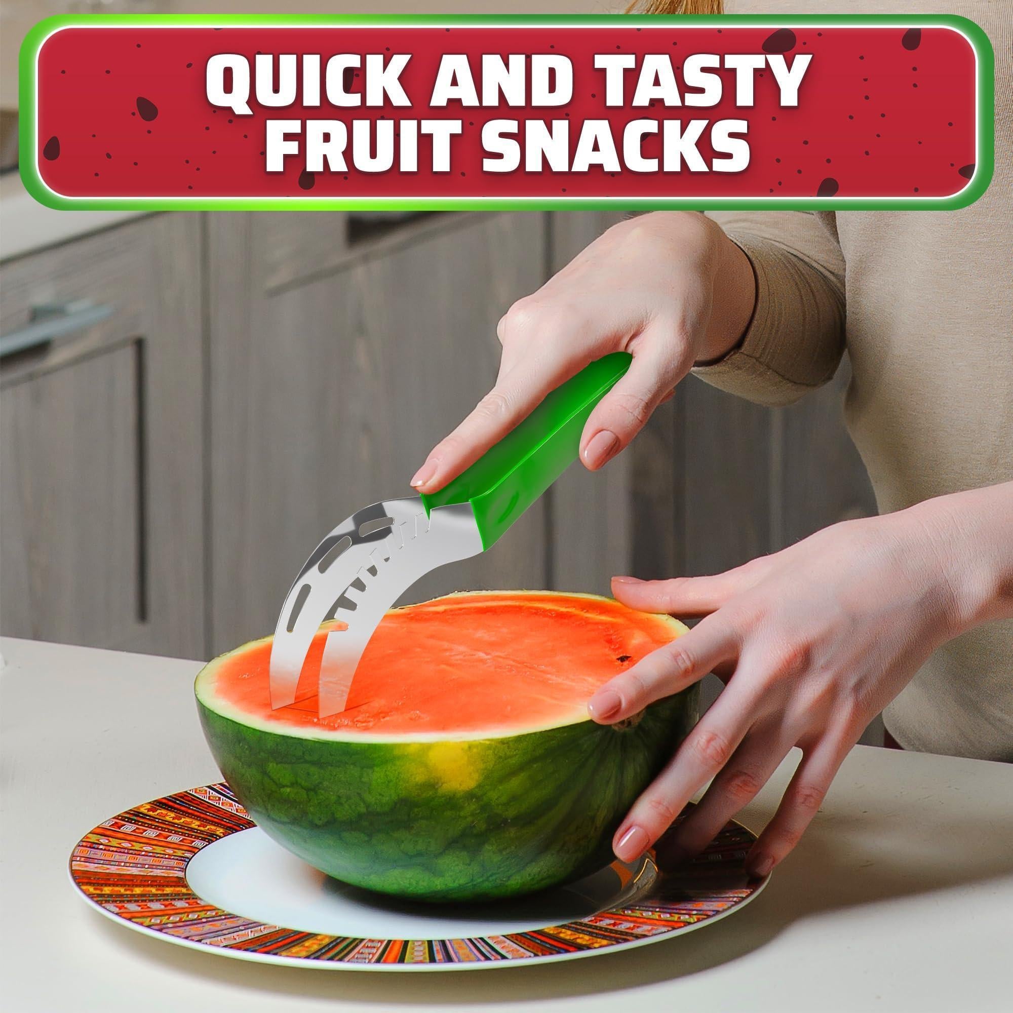 Effortless Watermelon Slicer & Cutter - Premium Stainless Steel Blade with Ergonomic Handle for Quick, Mess-Free Summer Snacks & Parties