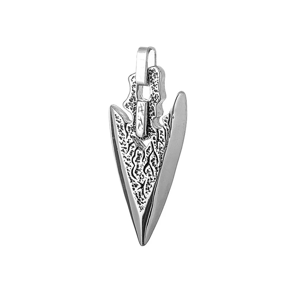 Men's Vintage Punk Viking Spear Pendant Necklace in Stainless Steel with Cross Arrow Design