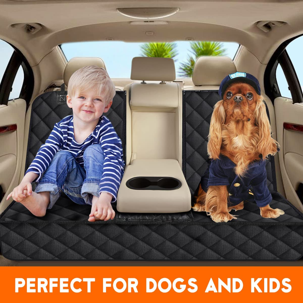 Waterproof Dog Car Seat Cover for Back Seat – Non-Slip Pet Protector Compatible with Most Cars, Trucks, and SUVs – Black