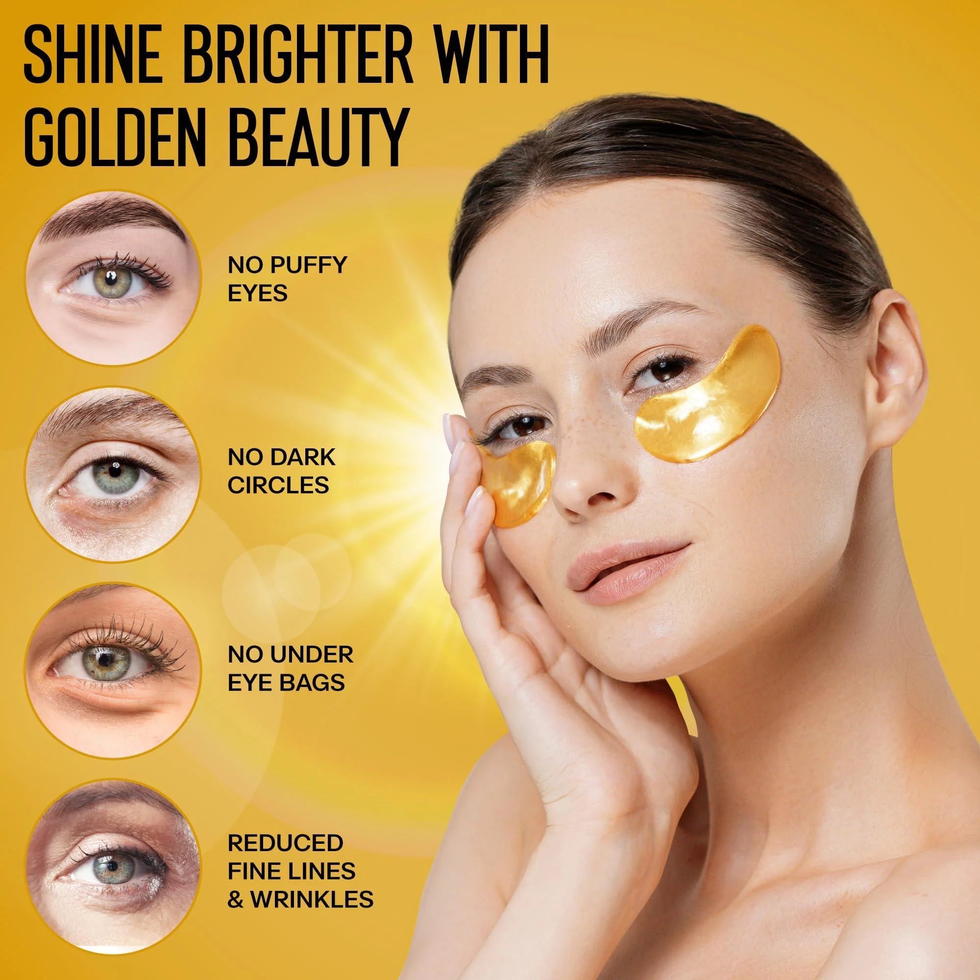 Revitalize Your Eyes: 50 Pcs 24K Gold Under Eye Patches for Dark Circles, Puffiness, and Wrinkles with Collagen Boost