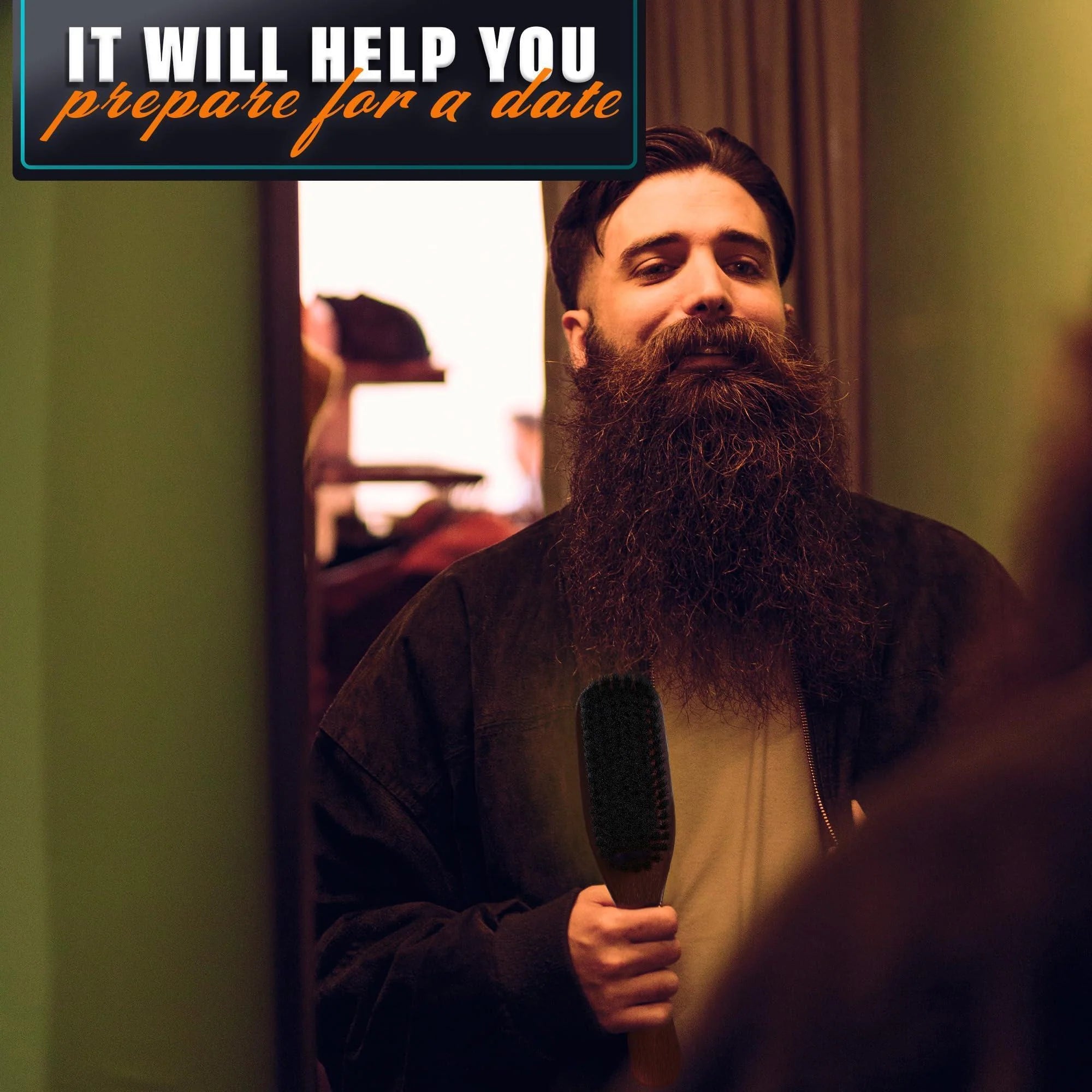 Premium Boar Bristle Beard Brush for Men – Soft Bristles for Sleek Beards & Mustaches – Ergonomic Non-Slip Handle – Perfect Gift for Grooming Aficionados