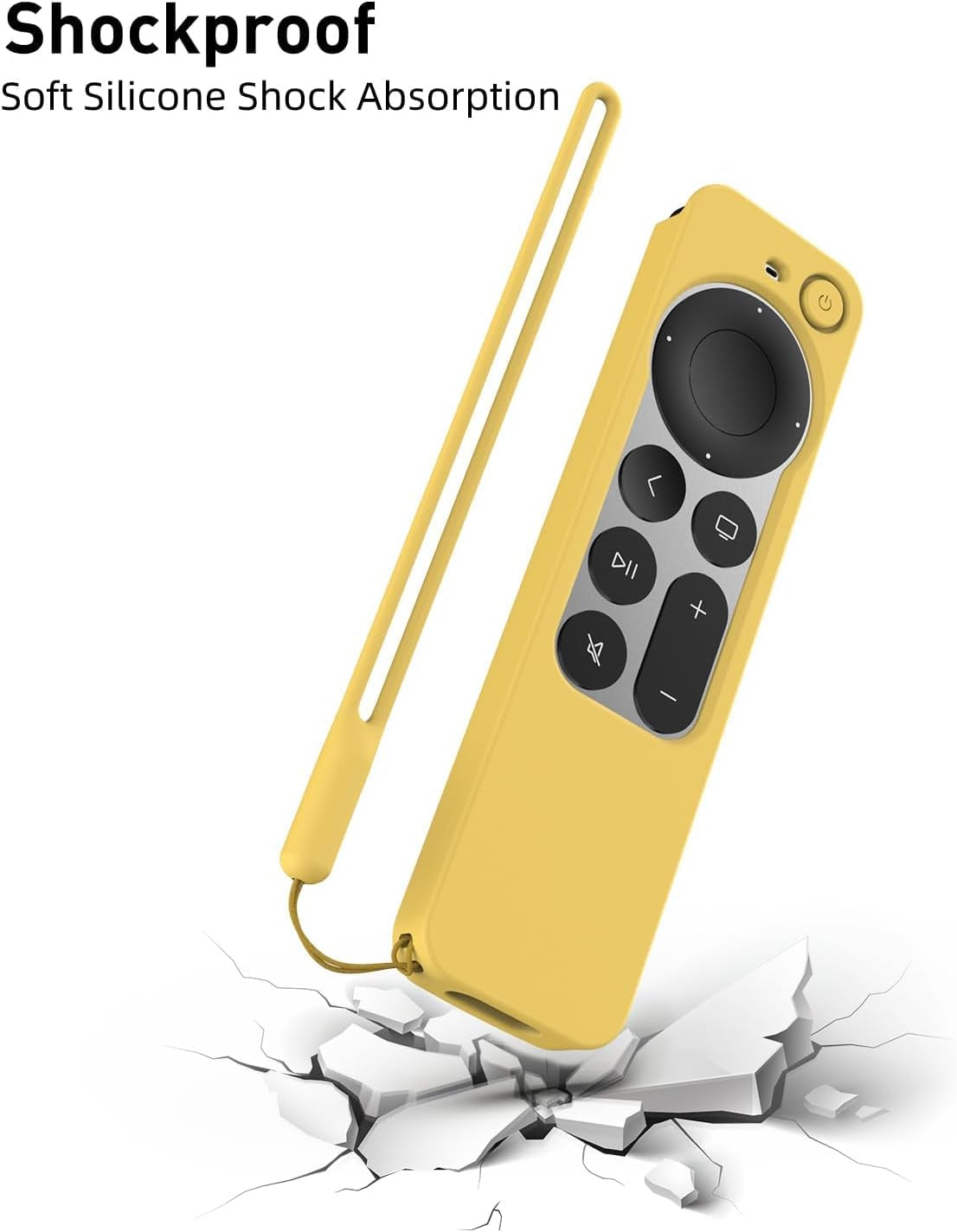 Stylish Yellow Silicone Case for Apple TV 4K Siri Remote 2021 - Anti-Slip Protection with Lanyard Included!