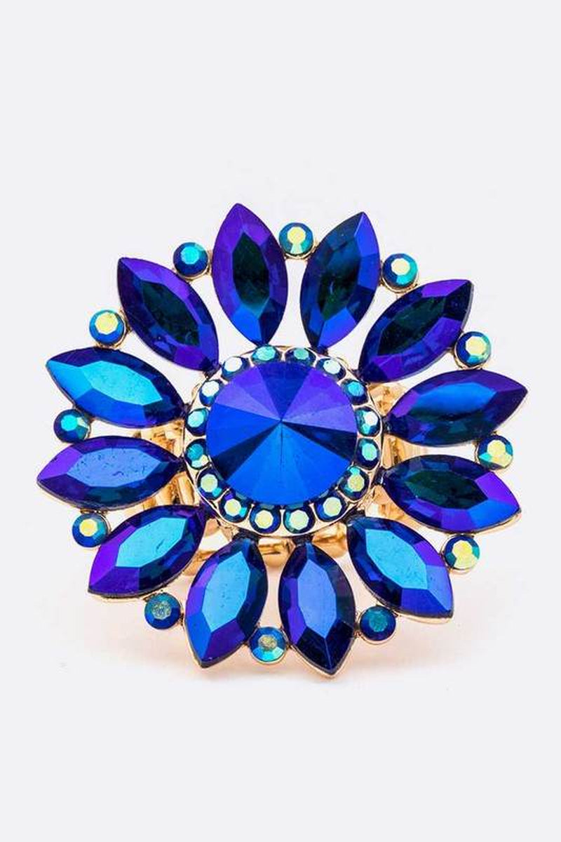 Stunning Crystal Flower Stretch Ring - Bold Statement Accessory