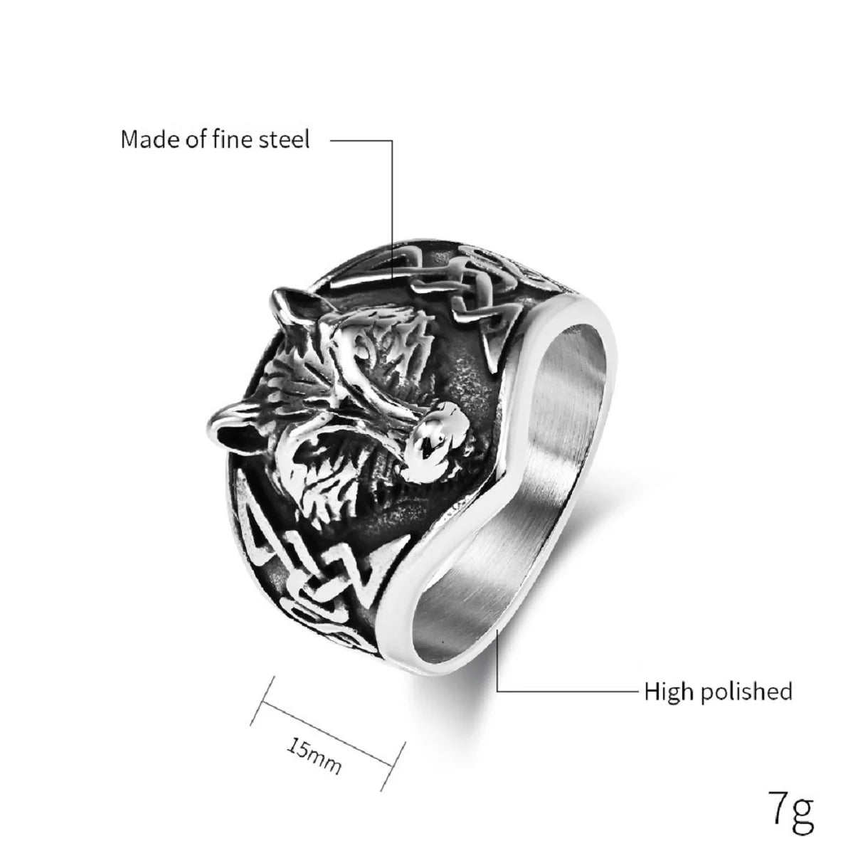 Celtic Wolf Head Ring for Men - Norse Viking Inspired Jewelry for Warriors