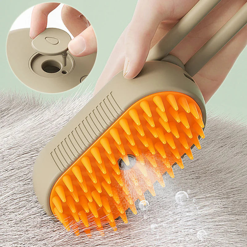 3-in-1 Electric Cat and Dog Steam Brush with Spray for Grooming, Massage, and Hair Removal