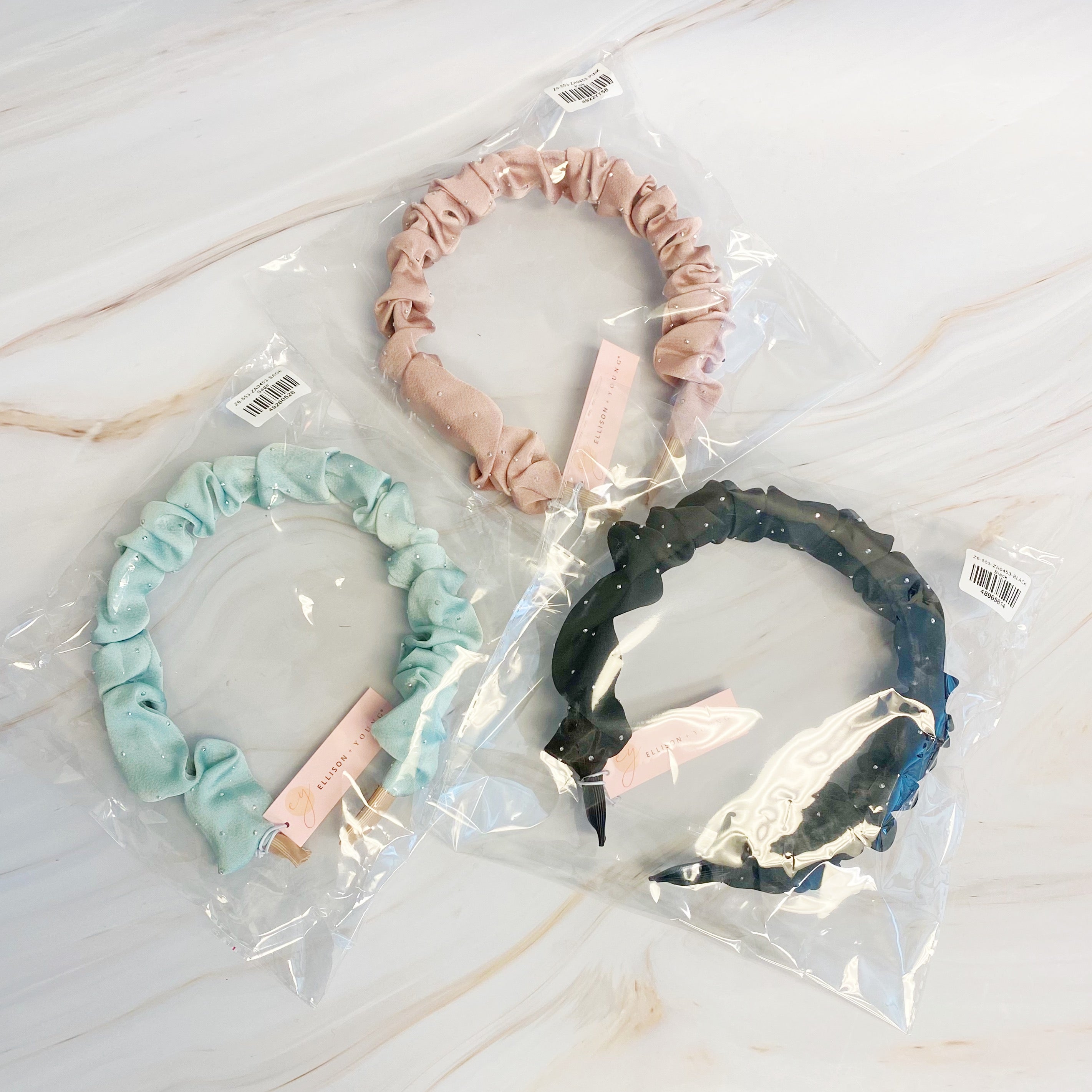 Chic Scrunched Satin Jewel Dotted Headband for Effortless Style