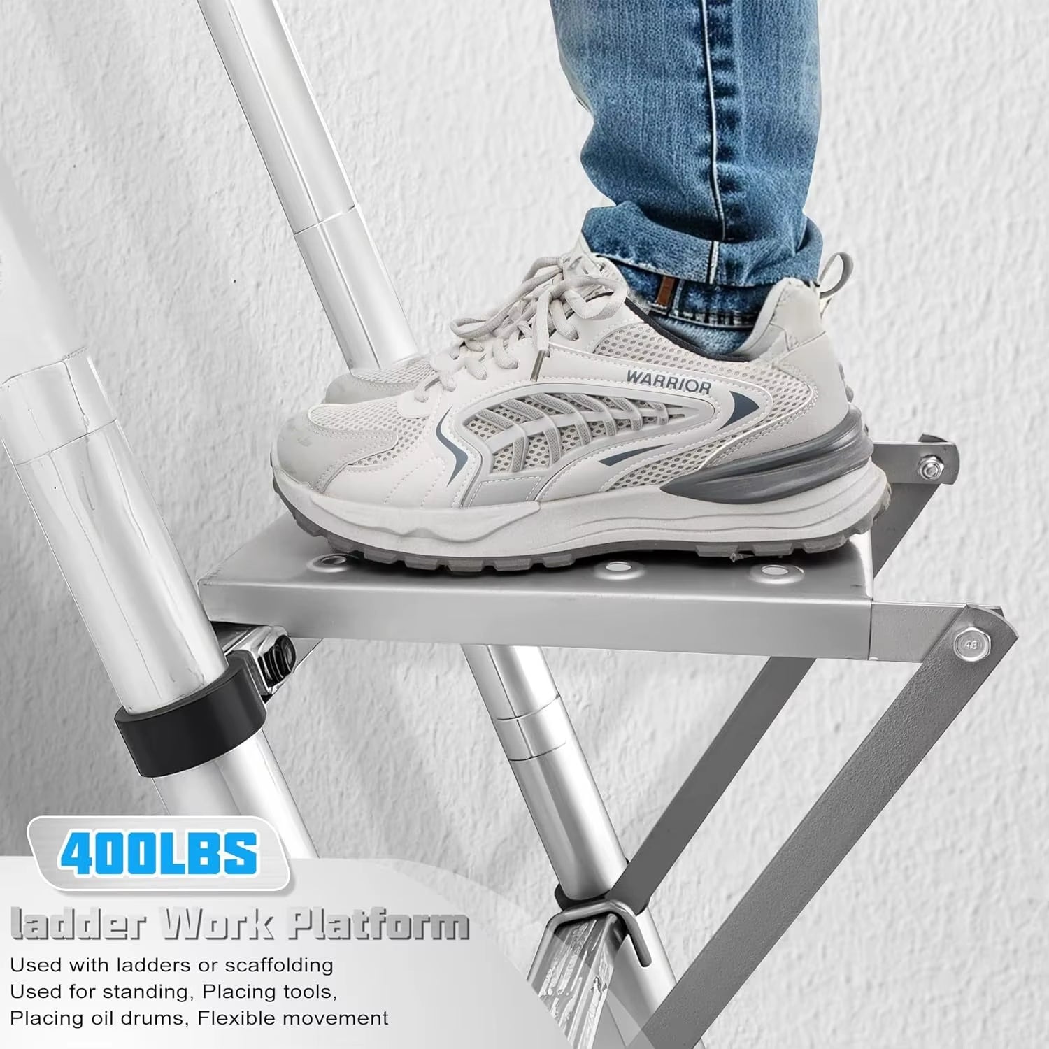 Durable Wide-Step Ladder Work Platform