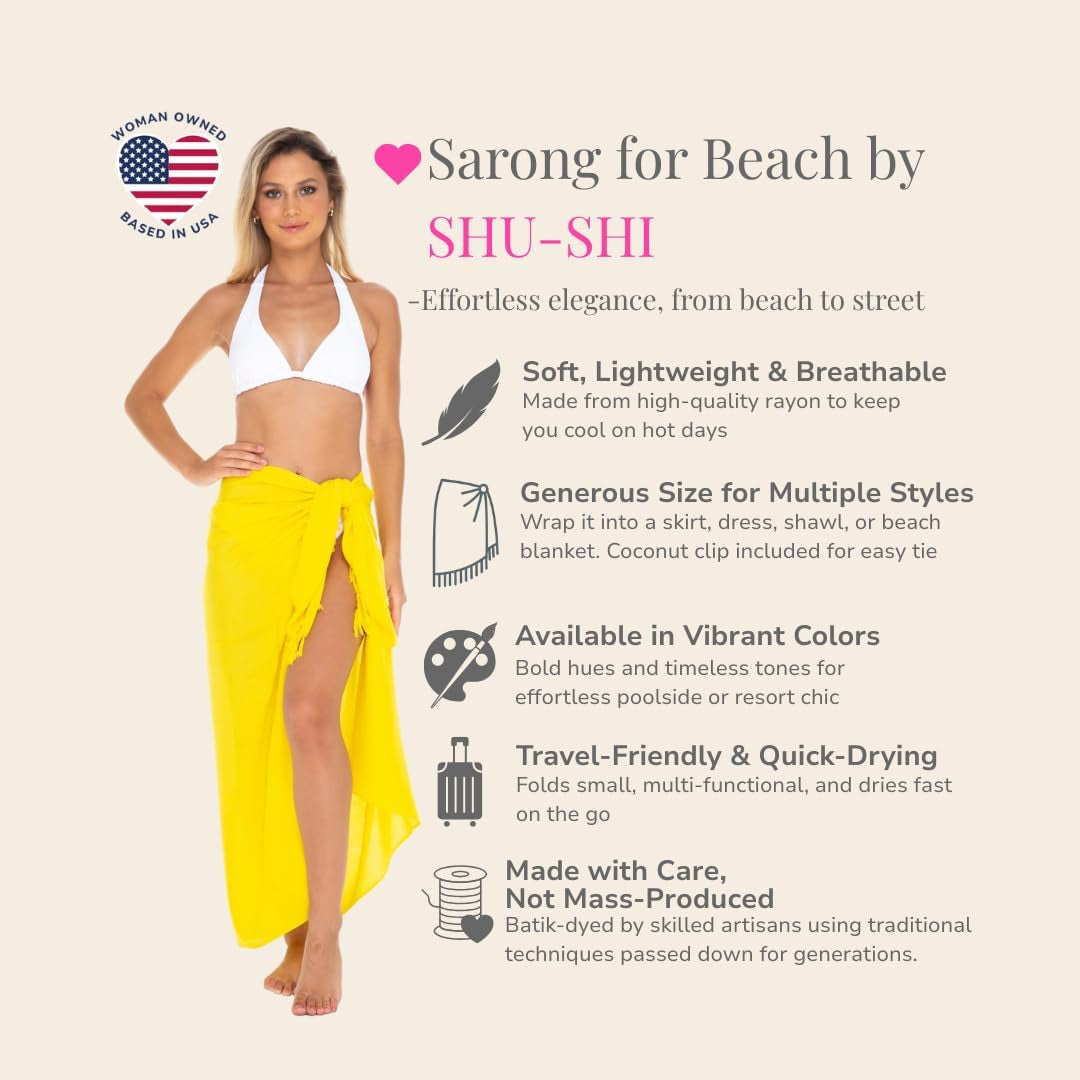 Chic Coconut Clip Sarong Swimsuit Coverup for Women - Stylish Long Beach Wrap