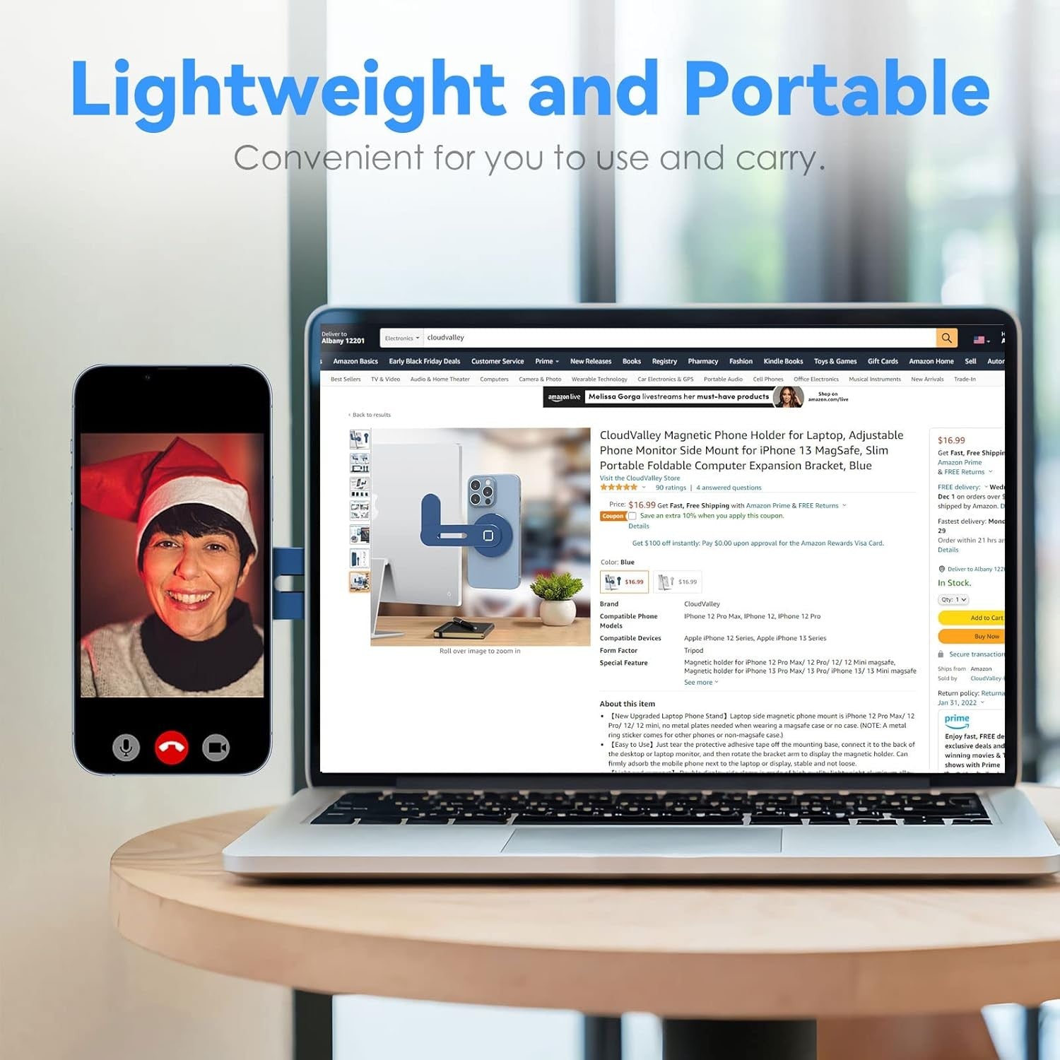 Cloudvalley Magnetic Phone Holder for Laptop Designed for Iphone 16/15/14/13/12