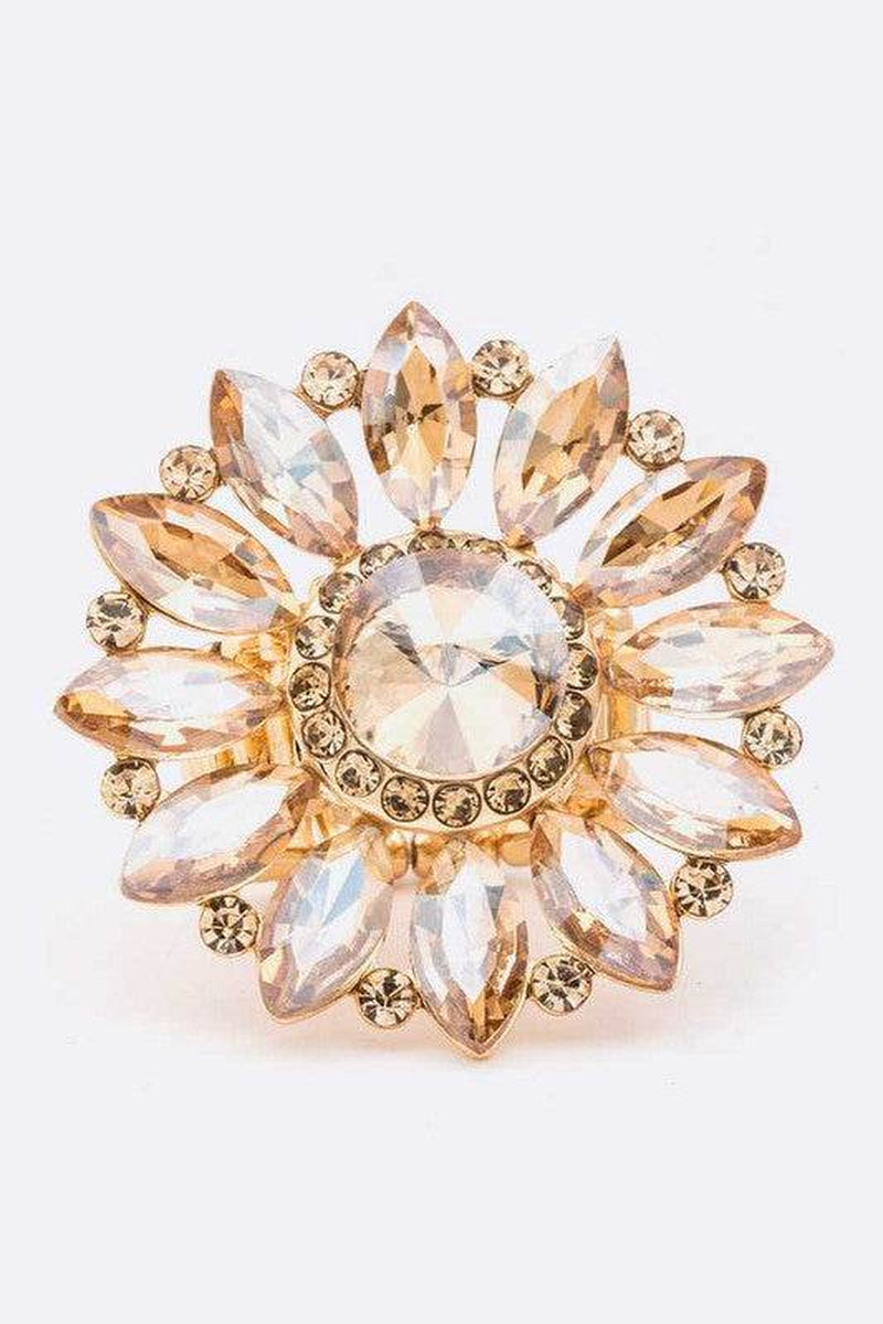 Stunning Crystal Flower Stretch Ring - Bold Statement Accessory