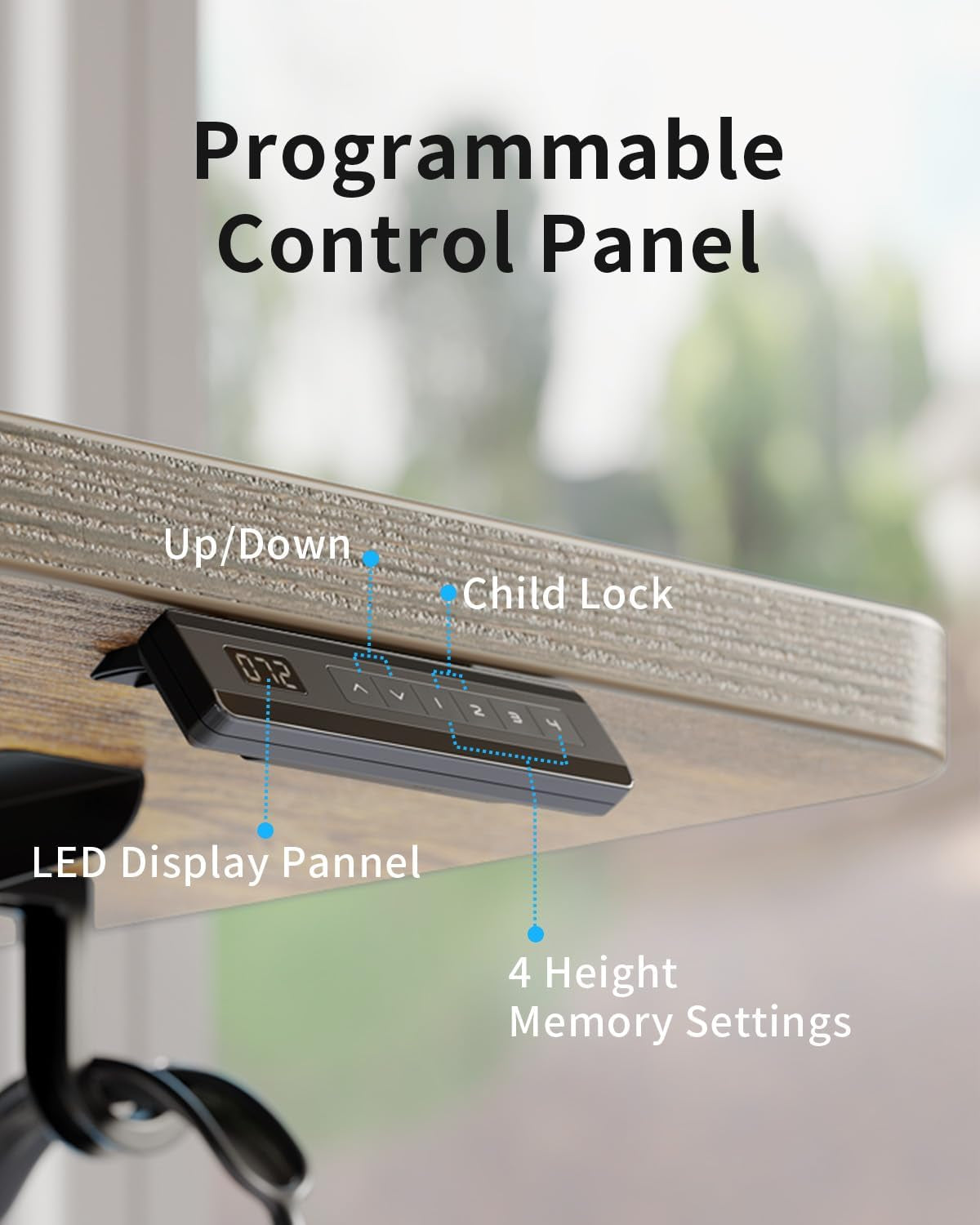Height Adjustable Electric Standing Desk - 48" x 24" Rustic Brown Sit-Stand Home Office Computer Desk