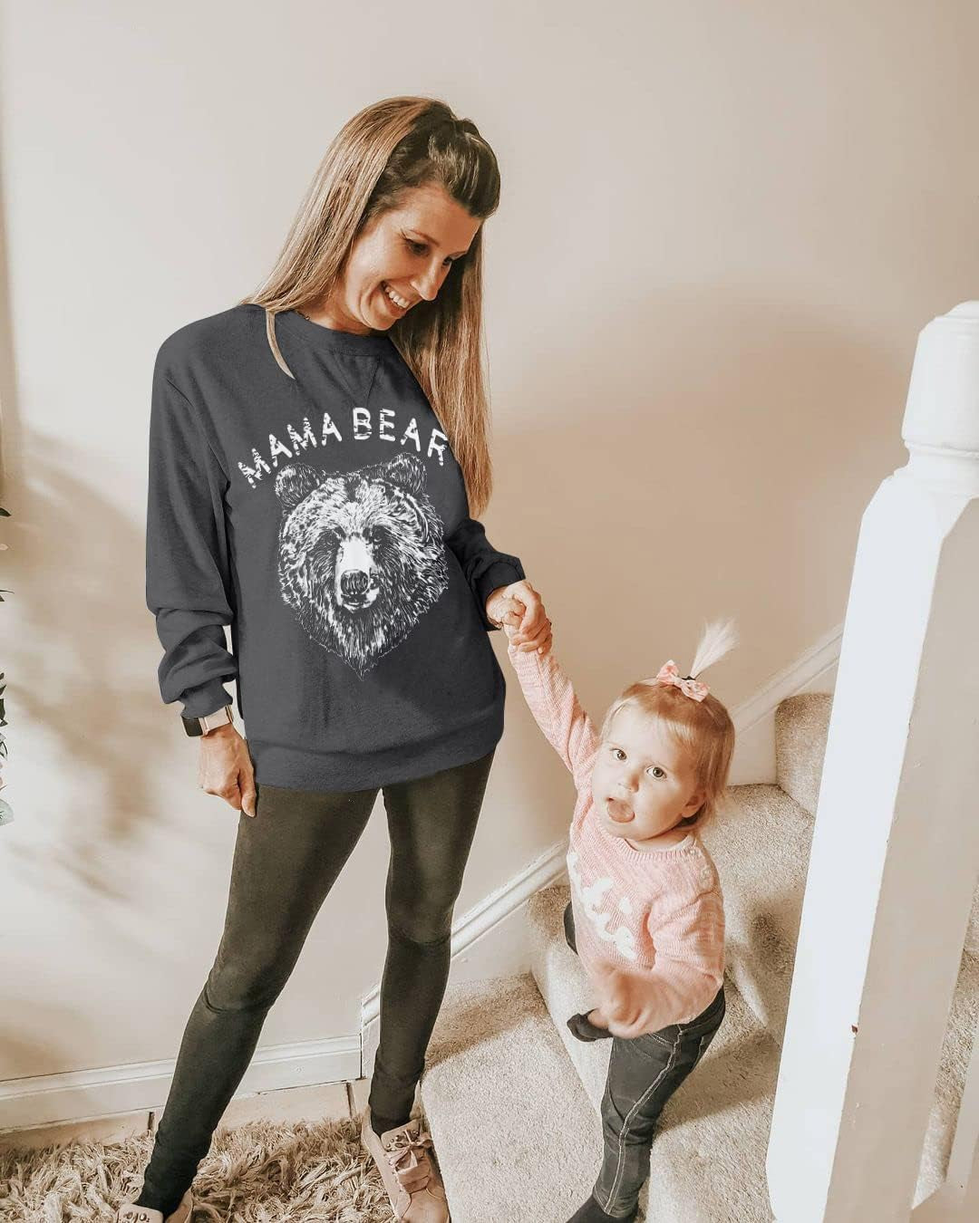 Cute & Comfy Women's Mama Sweatshirt - Loose Fit Long Sleeve Graphic Top for Fall