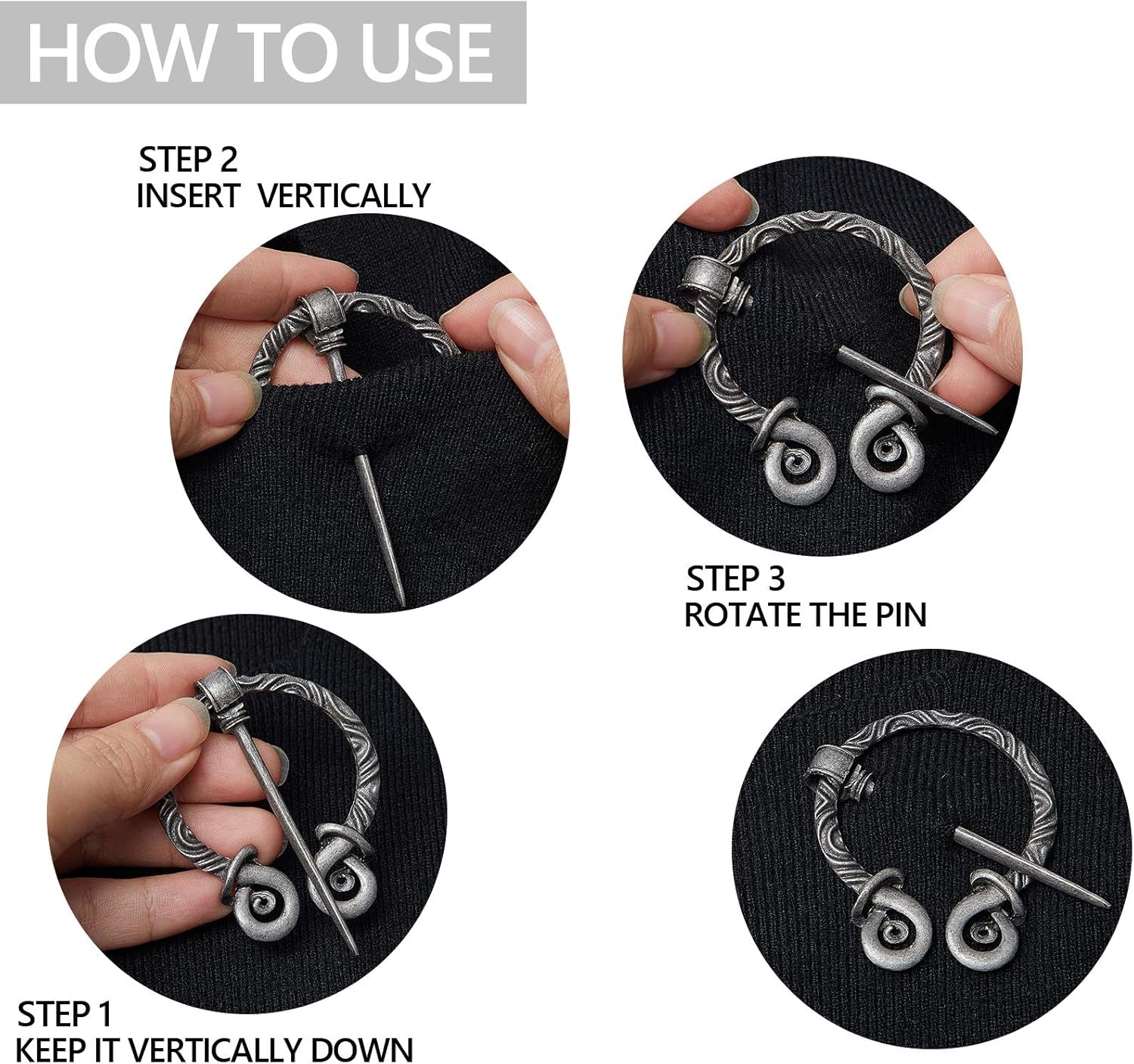 Vintage Viking Cloak Pin - Set of 9 Penannular Brooches for Scarf and Shawl Accessories