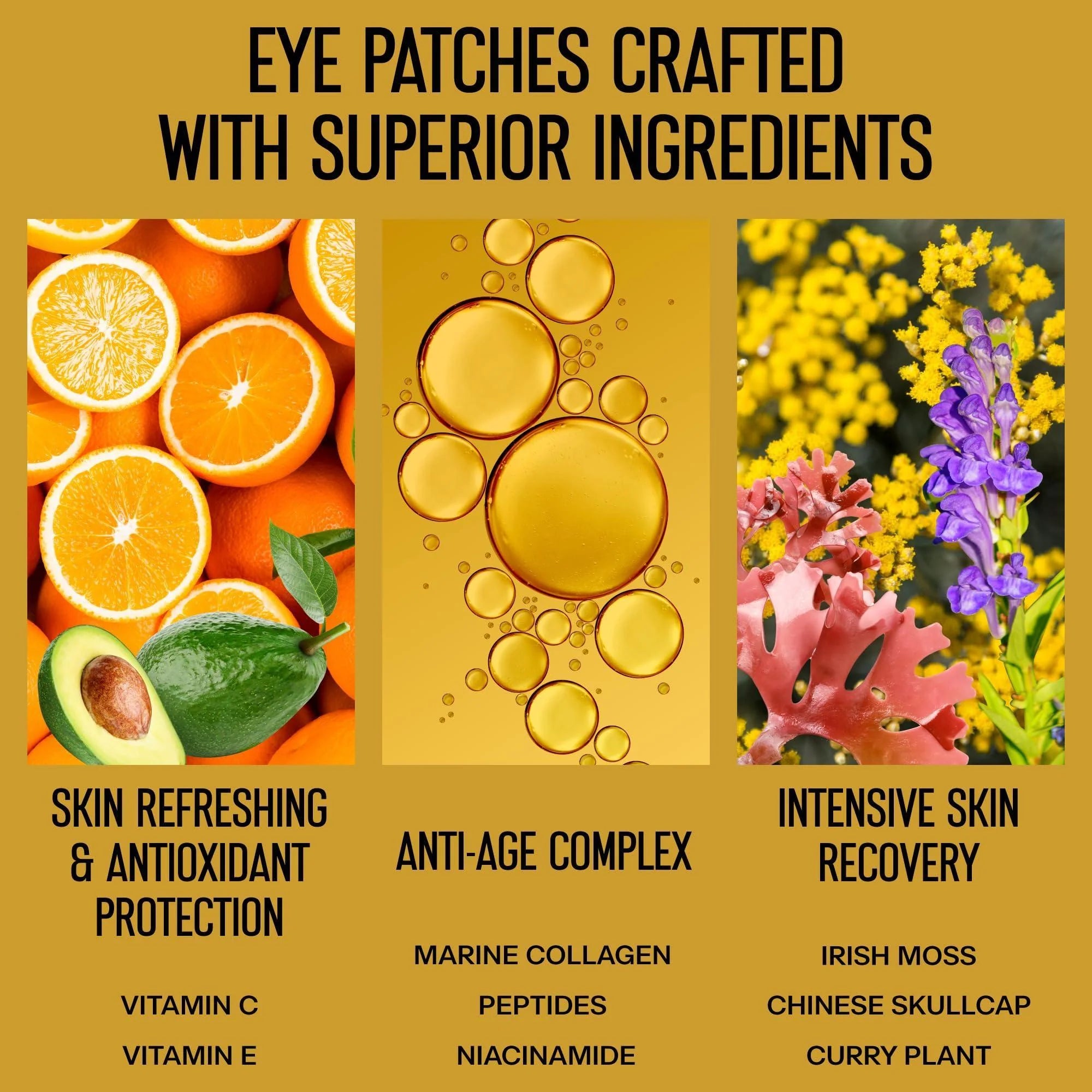 Revitalize Your Eyes: 50 Pcs 24K Gold Under Eye Patches for Dark Circles, Puffiness, and Wrinkles with Collagen Boost