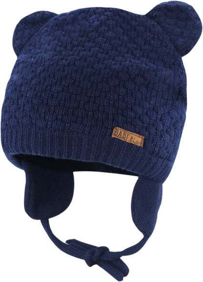 Adorable Bear Earflap Beanie - Cozy Fleece Lined Hat for Infants & Toddlers - Perfect for Fall & Winter