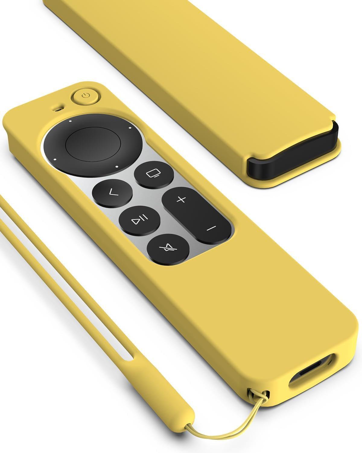 Stylish Yellow Silicone Case for Apple TV 4K Siri Remote 2021 - Anti-Slip Protection with Lanyard Included!