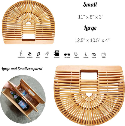 Handmade Large Bamboo Tote Bag - Stylish Beach Purse for Women