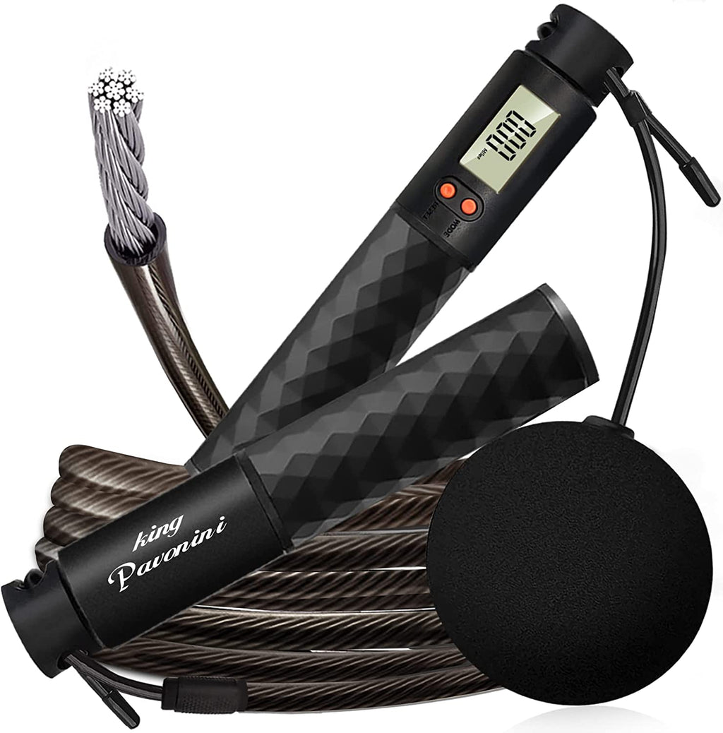 Weighted Jump Rope with Counter - 3 Jump Ropes for Working Out, Heavy Jumping Rope & Light Skipping Rope & Cordless Jump Ropes