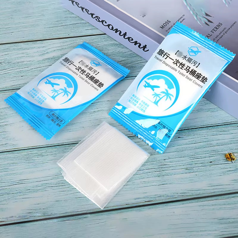 50-Pack Individually Wrapped Disposable Waterproof Plastic Toilet Seat Covers with Non-Slip Design for Travel and Protection