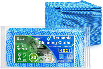 Multi-Purpose Reusable Cleaning Wipes - 80 Count Pack, Versatile 12''x24'' Domestic Dish Cloths