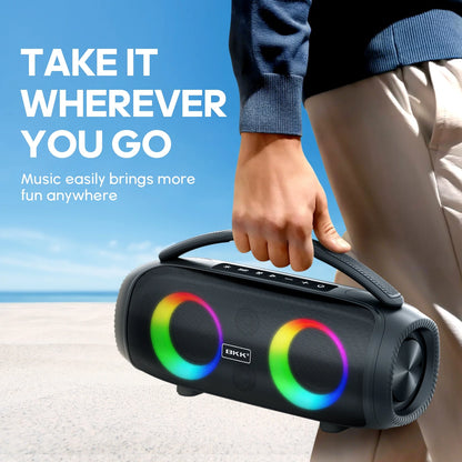Ultimate Waterproof Bluetooth Speaker - 40W Portable Wireless Sound with DJ Lights for Beach Parties - Sleek Black Design