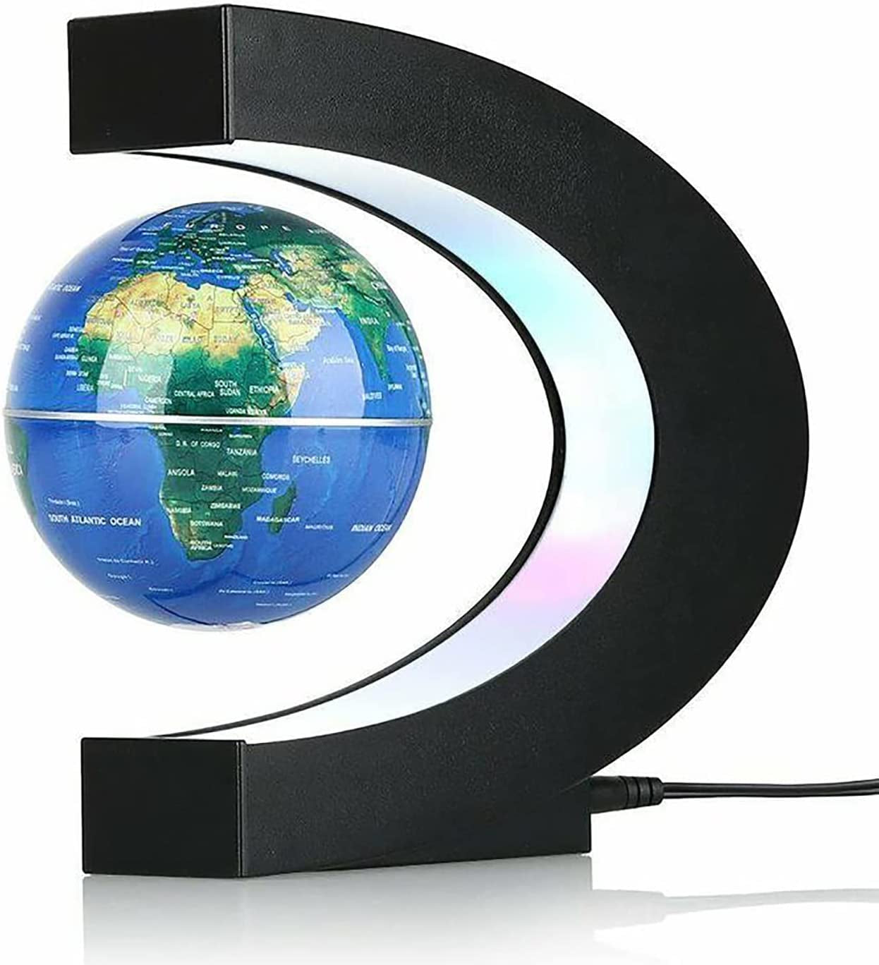 Magnetic Levitation Globe with LED Light - Unique Floating Lamp Decor, Perfect Gift for Men, Fathers, Boyfriends, Kids & Bosses - Ideal Technology Graduation & Valentine's Day Present (Blue)