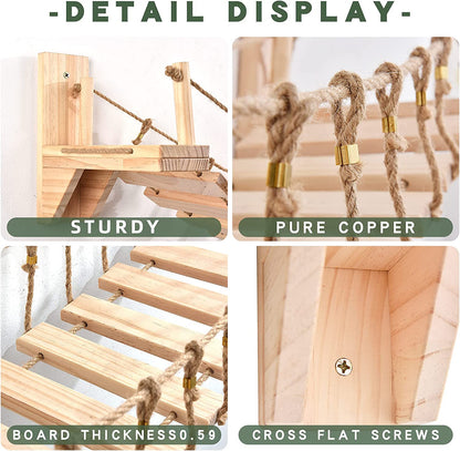 Stylish Cat Wall Shelves & Bridge with Toys - Floating Hammock & Cozy Perch for Happy Cats!