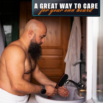 Premium Boar Bristle Beard Brush for Men – Soft Bristles for Sleek Beards & Mustaches – Ergonomic Non-Slip Handle – Perfect Gift for Grooming Aficionados