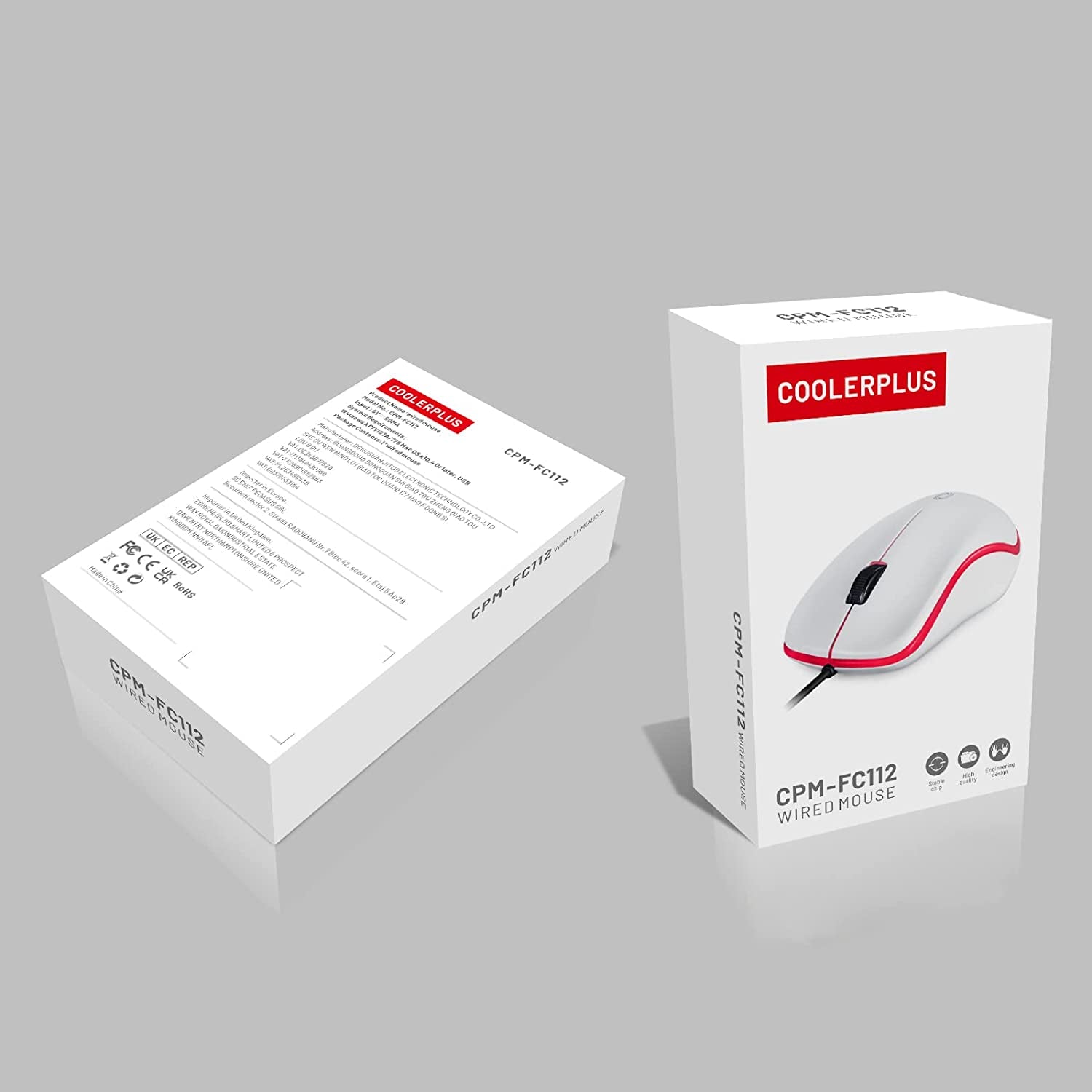 FC112 Premium USB Optical Wired Mouse with Easy Click, 1000DPI – Compatible with Windows PCs, Laptops, Desktops, and Notebooks (Black)