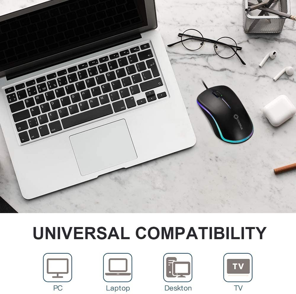 FC112 Premium USB Optical Wired Mouse with Easy Click, 1000DPI – Compatible with Windows PCs, Laptops, Desktops, and Notebooks (Black)