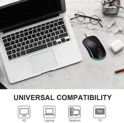 FC112 Premium USB Optical Wired Mouse with Easy Click, 1000DPI – Compatible with Windows PCs, Laptops, Desktops, and Notebooks (Black)