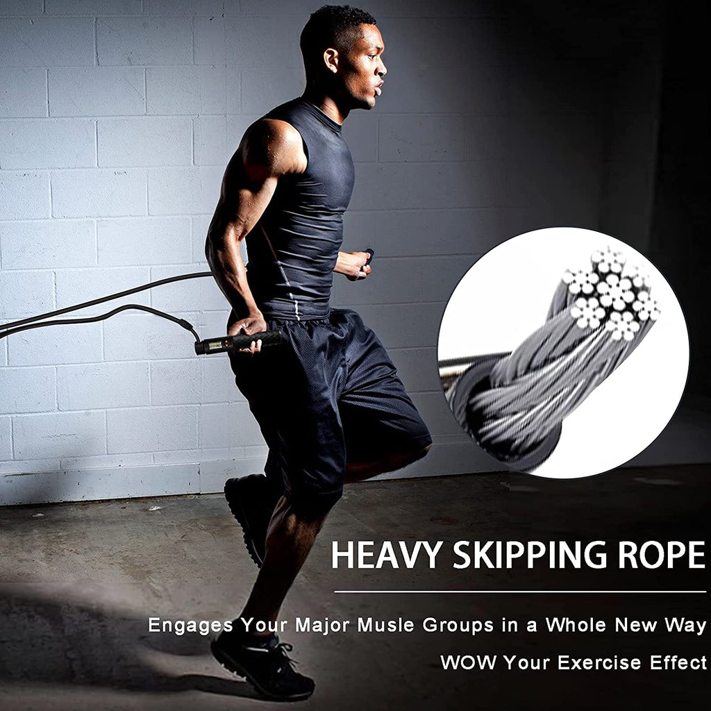 Weighted Jump Rope with Counter - 3 Jump Ropes for Working Out, Heavy Jumping Rope & Light Skipping Rope & Cordless Jump Ropes