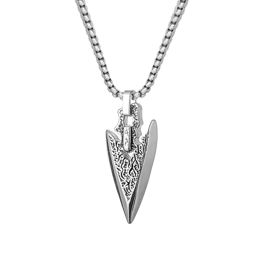 Men's Vintage Punk Viking Spear Pendant Necklace in Stainless Steel with Cross Arrow Design
