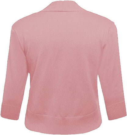 Chic Women's 3/4 Sleeve Cropped Cardigans - Stylish Open Front Shrugs for Dresses
