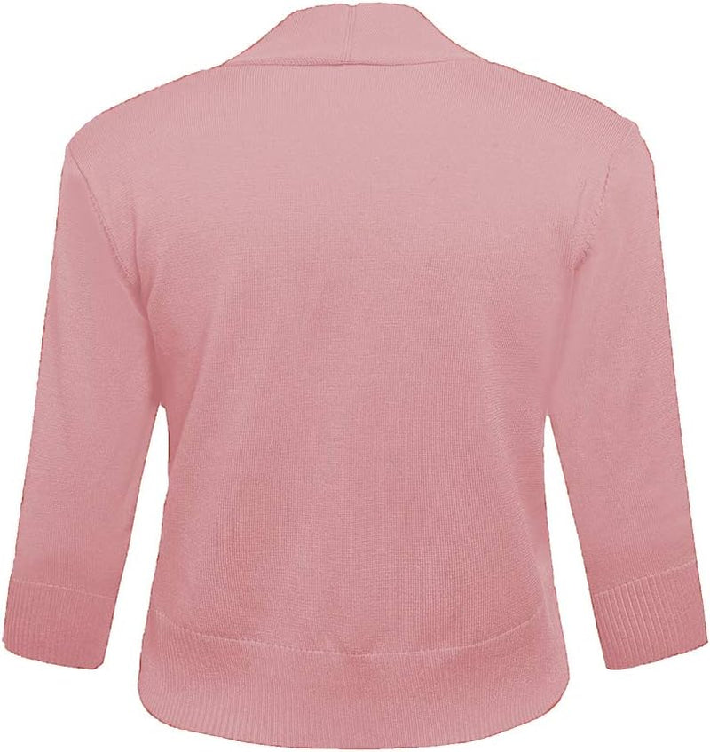 Chic Women's 3/4 Sleeve Cropped Cardigans - Stylish Open Front Shrugs for Dresses