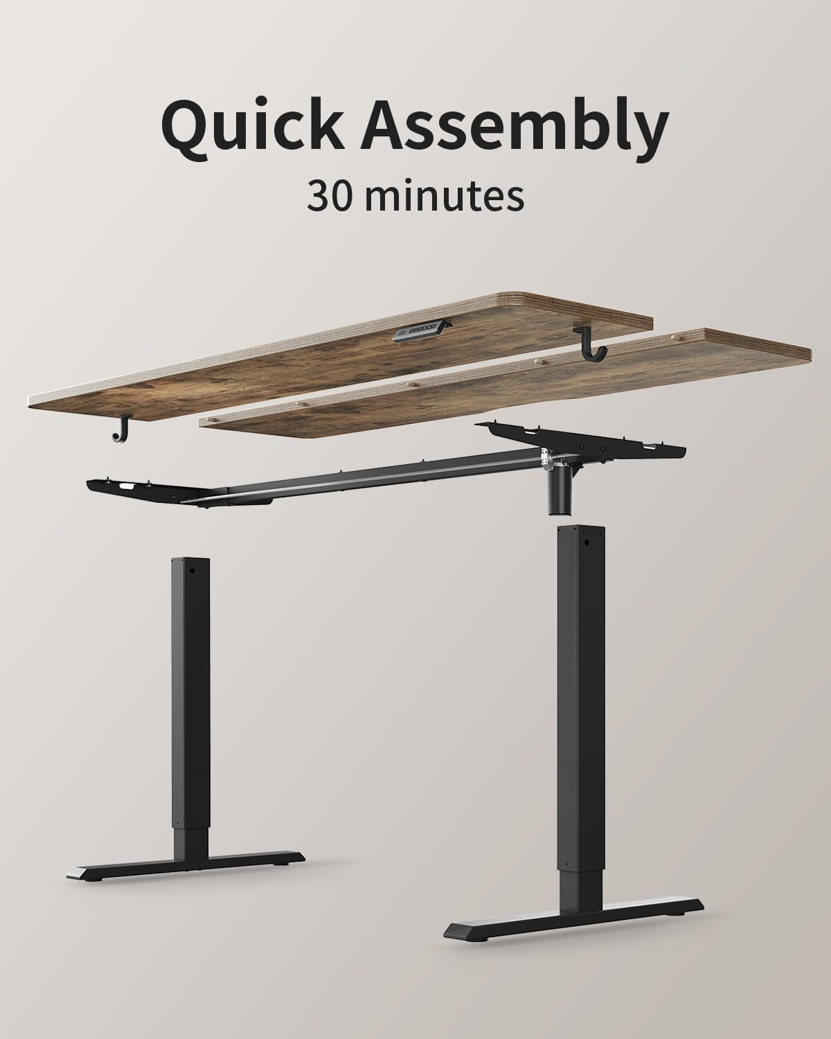 Height Adjustable Electric Standing Desk - 48" x 24" Rustic Brown Sit-Stand Home Office Computer Desk