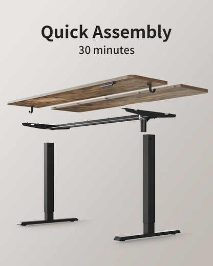 Height Adjustable Electric Standing Desk - 48" x 24" Rustic Brown Sit-Stand Home Office Computer Desk