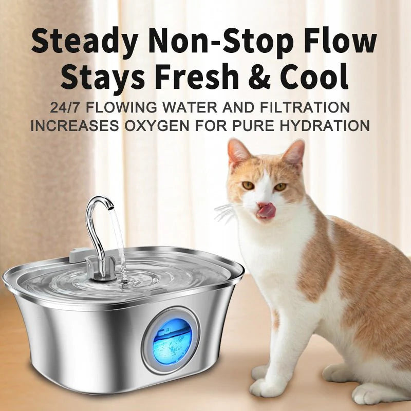 Heybo 3.2L Automatic Stainless Steel Pet Water Fountain for Cats and Dogs