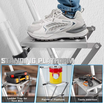 Durable Wide-Step Ladder Work Platform