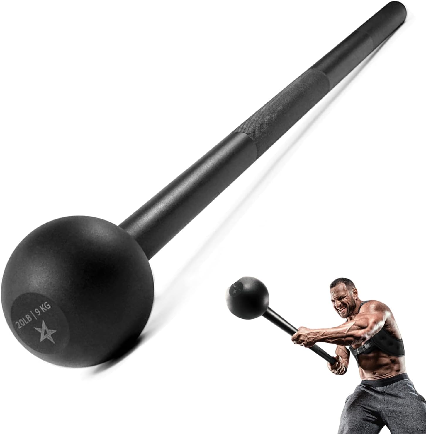 VIKING WARRIOR Steel Mace Bell for Strength Training, Support Full Body, Muscles, Shoulder, Grips & Forearms Workouts, Stretching 5, 10, 15, 20, 25, 30 LB for Woman & Man