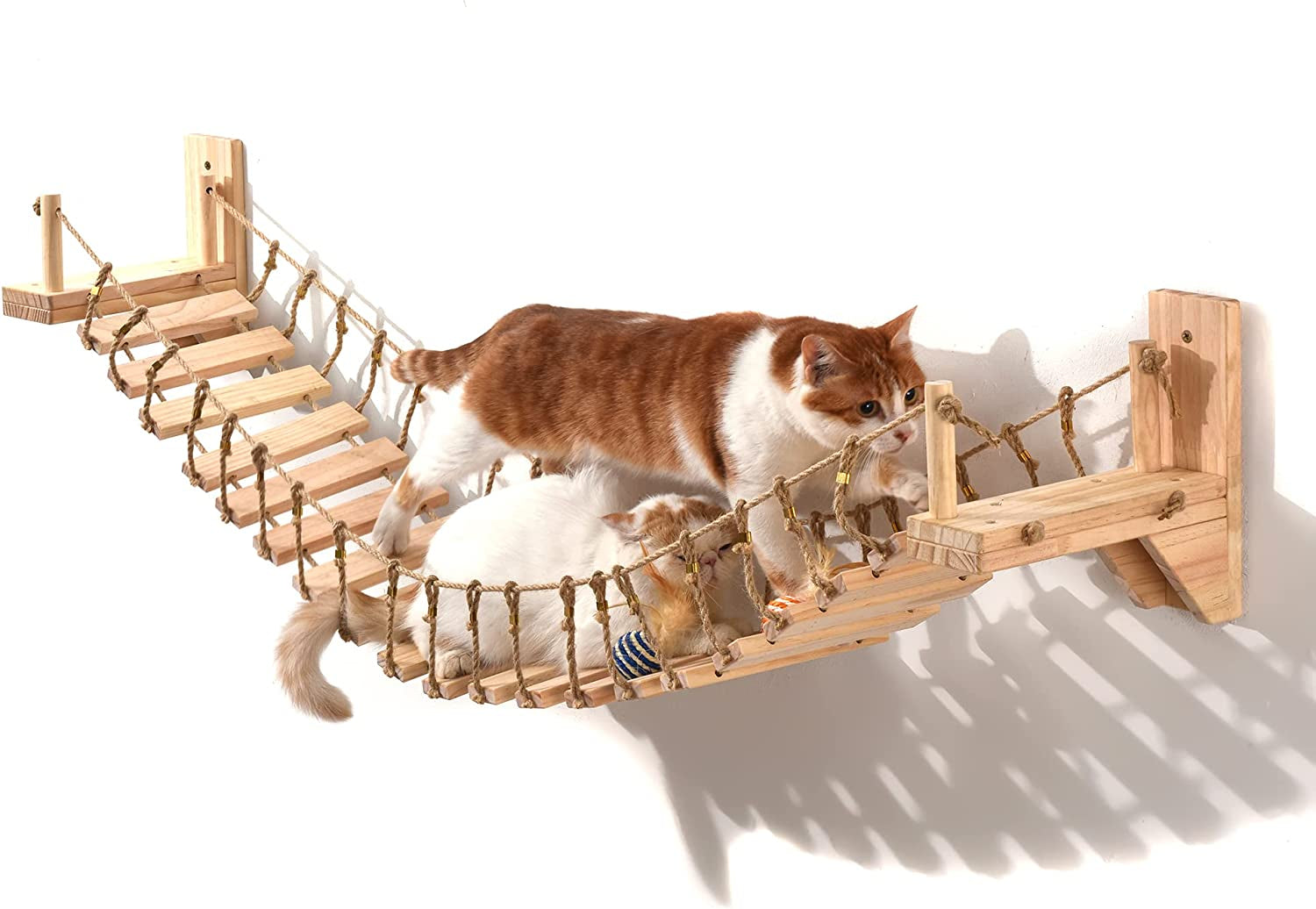 Stylish Cat Wall Shelves & Bridge with Toys - Floating Hammock & Cozy Perch for Happy Cats!