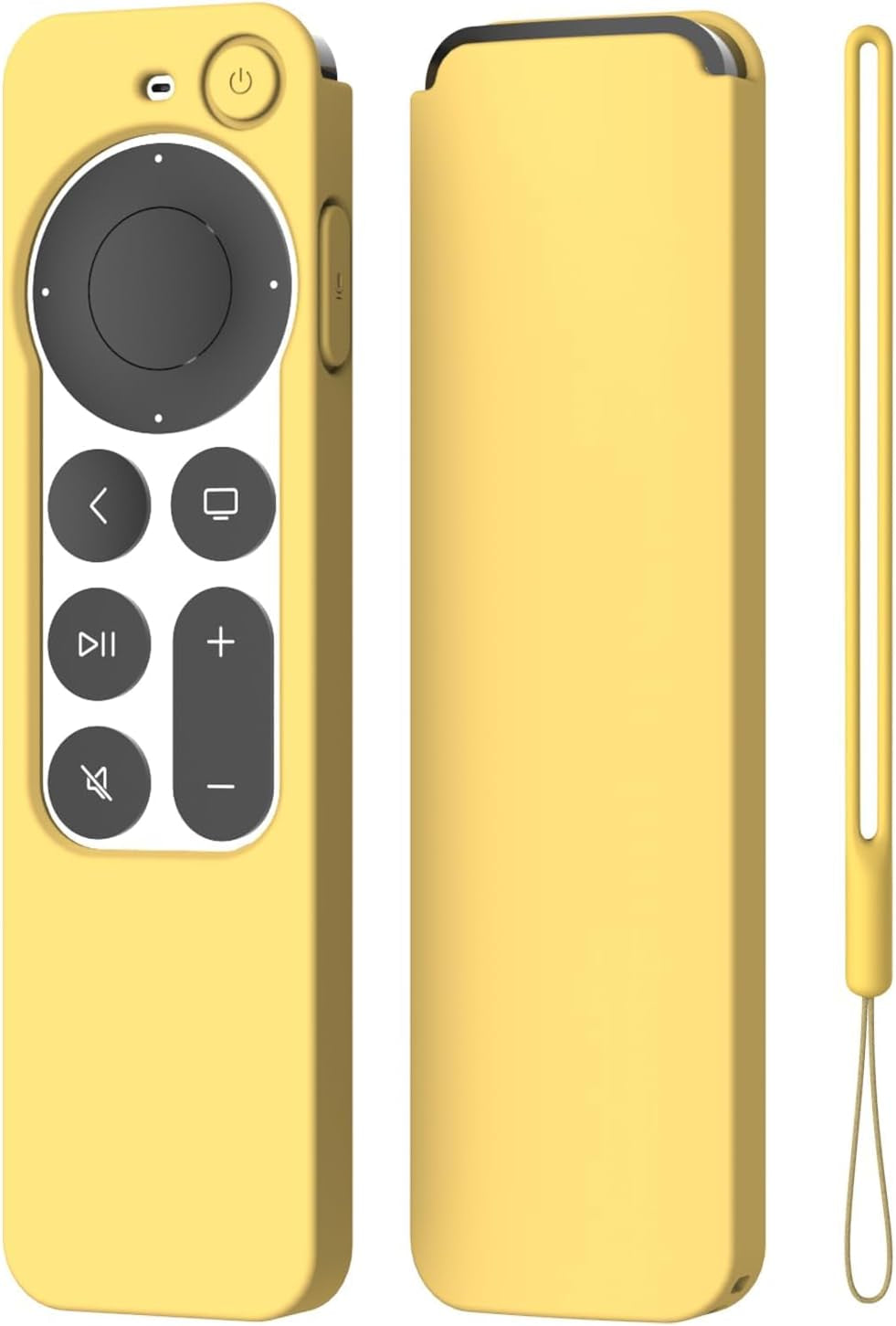 Stylish Yellow Silicone Case for Apple TV 4K Siri Remote 2021 - Anti-Slip Protection with Lanyard Included!