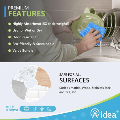 Multi-Purpose Reusable Cleaning Wipes - 80 Count Pack, Versatile 12''x24'' Domestic Dish Cloths