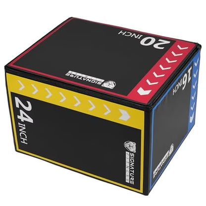 3-In-1 Rotatable Plyometric Jump Box, Jumping Exercise Trainer with anti Slip Surface & High Density Foam, Fitness Training, Easy to Clean, 16’’ × 20’’ × 24’’, Multi-Color