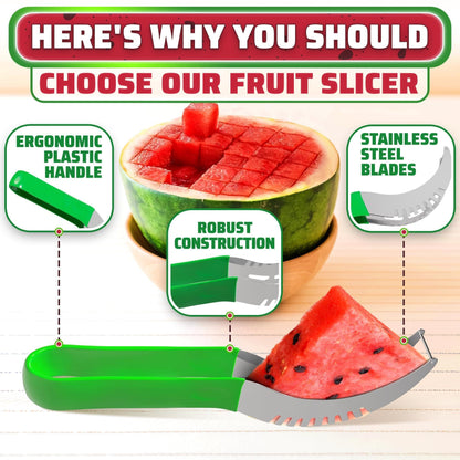 Effortless Watermelon Slicer & Cutter - Premium Stainless Steel Blade with Ergonomic Handle for Quick, Mess-Free Summer Snacks & Parties