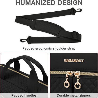 Stylish Black Laptop Bag for Women - 17.3/15.6 Inch Briefcase for Office, Travel & Business