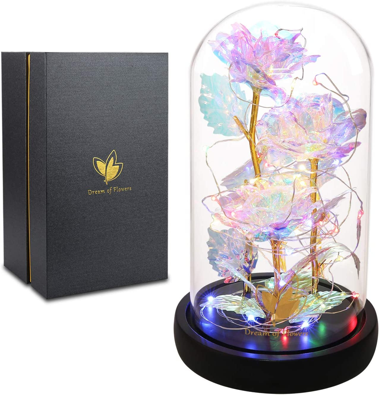 Enchanting Galaxy Rose - Unique Birthday Gift for Women, Beautiful Home Decor with Gold Foil & Colorful Infinity Design