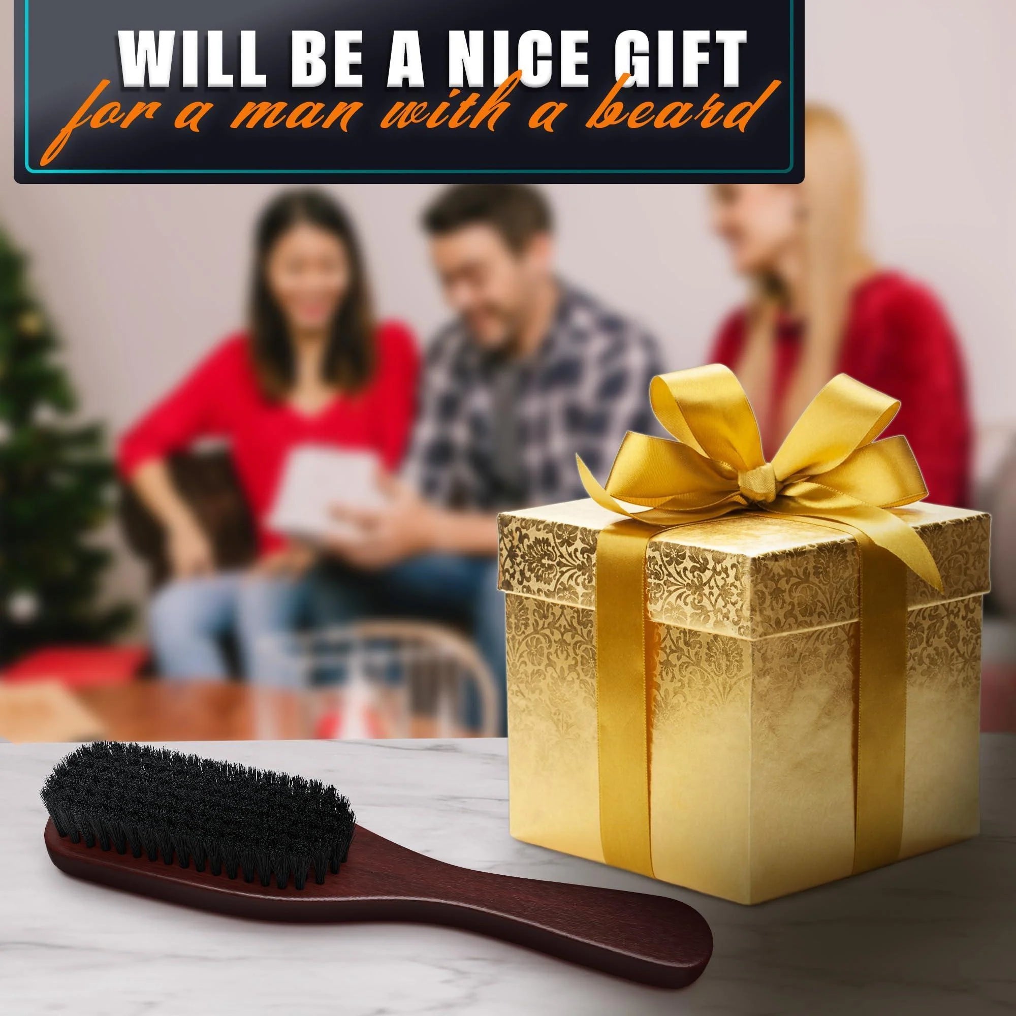Premium Boar Bristle Beard Brush for Men – Soft Bristles for Sleek Beards & Mustaches – Ergonomic Non-Slip Handle – Perfect Gift for Grooming Aficionados