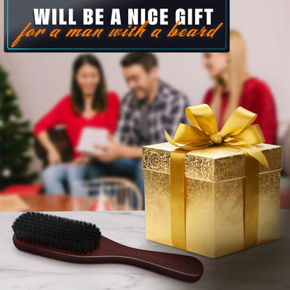 Premium Boar Bristle Beard Brush for Men – Soft Bristles for Sleek Beards & Mustaches – Ergonomic Non-Slip Handle – Perfect Gift for Grooming Aficionados